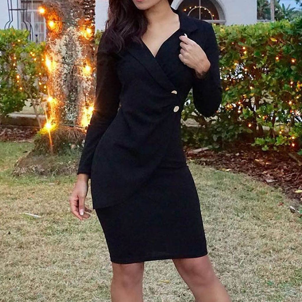 Robe Longue Manches Boutonnée