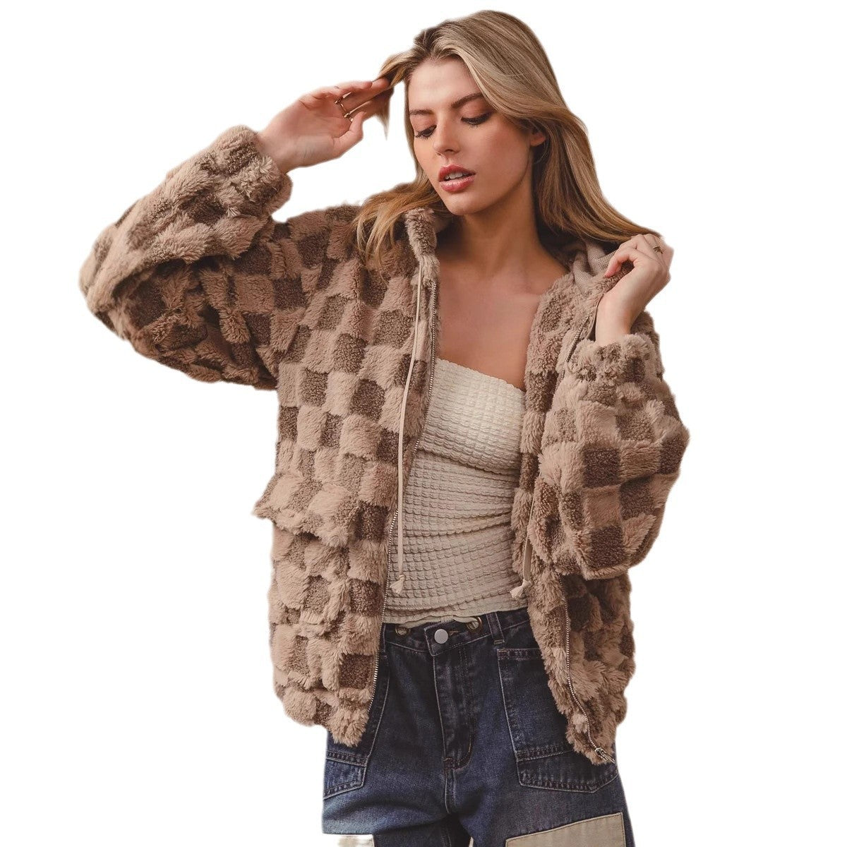 Hoodie Plaid Confortable