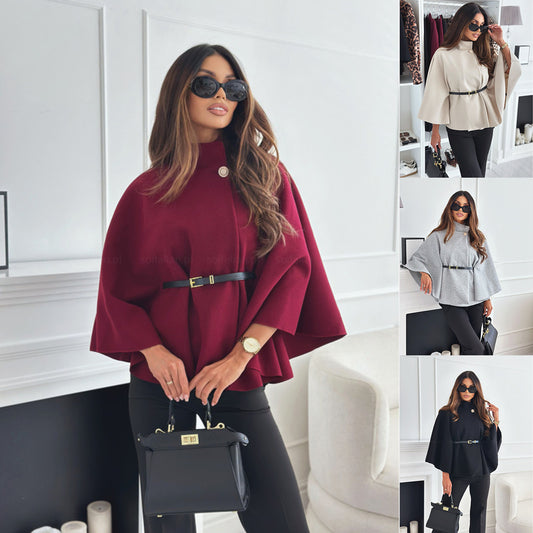 Manteau Cape Uni avec Ceinture