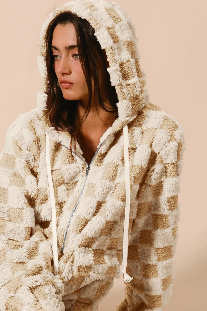 Hoodie Plaid Confortable